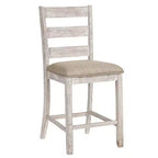 Barstool Chair Set of 2 | Padded Seats and Ladderbacks | Dual Tone Weathered White Brown