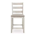 Barstool Chair Set of 2 | Padded Seats and Ladderbacks | Dual Tone Weathered White Brown