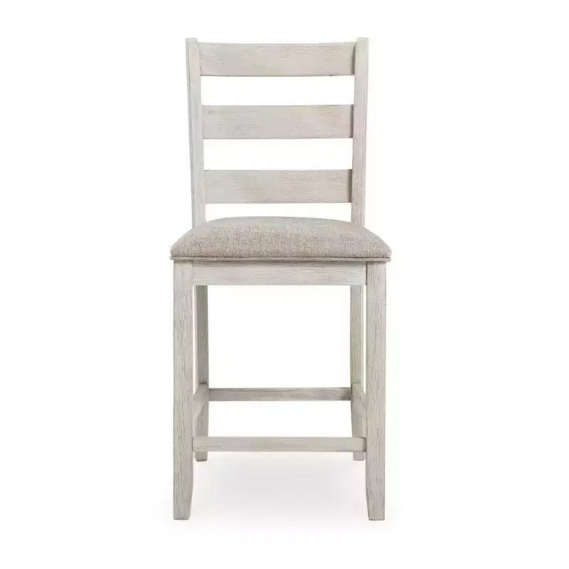 Barstool Chair Set of 2 | Padded Seats and Ladderbacks | Dual Tone Weathered White Brown