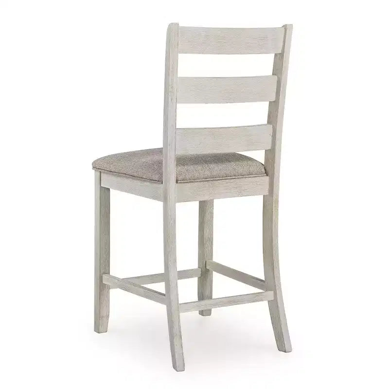 Barstool Chair Set of 2 | Padded Seats and Ladderbacks | Dual Tone Weathered White Brown