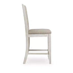 Barstool Chair Set of 2 | Padded Seats and Ladderbacks | Dual Tone Weathered White Brown