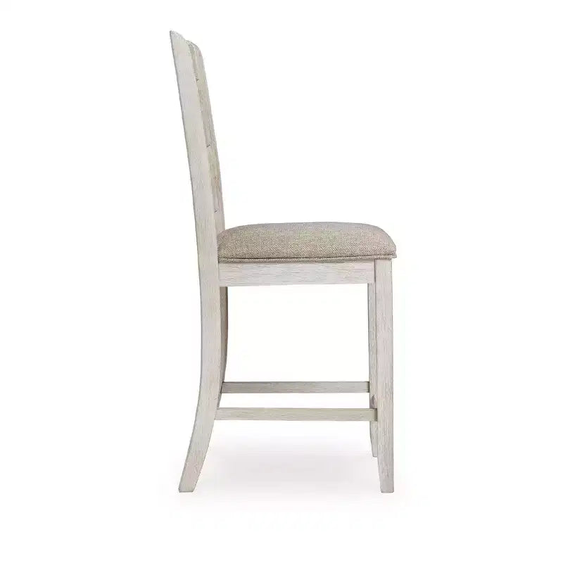 Barstool Chair Set of 2 | Padded Seats and Ladderbacks | Dual Tone Weathered White Brown