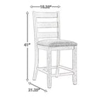Barstool Chair Set of 2 | Padded Seats and Ladderbacks | Dual Tone Weathered White Brown