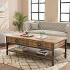 Coffee Table with Drawers 41 Large Center Table with Storage Rectangular Cocktail Table Tables Retro Living Room Table Vintage Tea Table,Brown