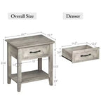 Bedside Table,2PCS End Table with Drawer, Nightstands Set of 2, 2 Tiers Storage Side Table with Dresser for Living Room, Bedroom, Dorm, Grey