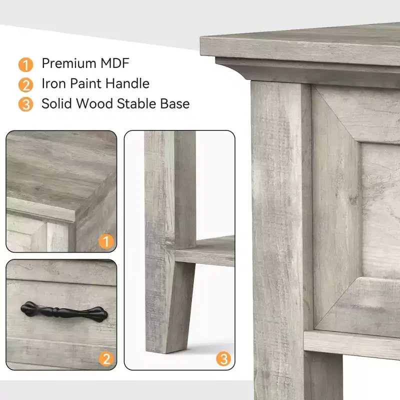 Bedside Table,2PCS End Table with Drawer, Nightstands Set of 2, 2 Tiers Storage Side Table with Dresser for Living Room, Bedroom, Dorm, Grey