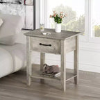 Bedside Table,2PCS End Table with Drawer, Nightstands Set of 2, 2 Tiers Storage Side Table with Dresser for Living Room, Bedroom, Dorm, Grey
