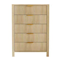 Small Spaces, Fluted 5 Drawer Dresser Modern Farmhouse Wooden Chest for Bedroom