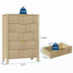Small Spaces, Fluted 5 Drawer Dresser Modern Farmhouse Wooden Chest for Bedroom