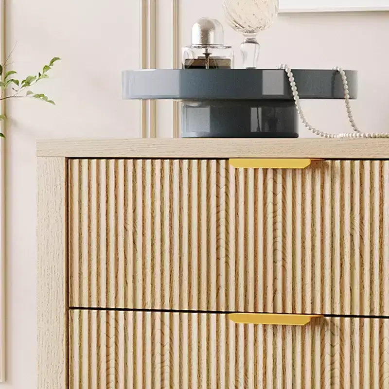 Small Spaces, Fluted 5 Drawer Dresser Modern Farmhouse Wooden Chest for Bedroom