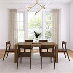 72" Modern Solid Wood Dining Table Set + 6 Chairs Walnut