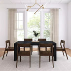 72" Modern Solid Wood Dining Table Set + 6 Chairs Walnut