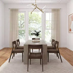 72" Modern Solid Wood Dining Table Set + 6 Chairs Walnut
