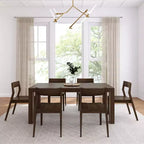 72" Modern Solid Wood Dining Table Set + 6 Chairs Walnut