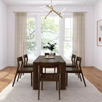 72" Modern Solid Wood Dining Table Set + 6 Chairs Walnut