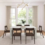 72" Modern Solid Wood Dining Table Set + 6 Chairs Walnut