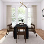 72" Modern Solid Wood Dining Table Set + 6 Chairs Walnut