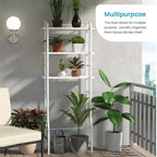 Over-the-Toilet 3-Tier Storage Organizer with Bamboo Accent and Steel Frame, Freestanding Bathroom Shelf, White