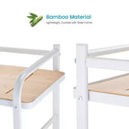 Over-the-Toilet 3-Tier Storage Organizer with Bamboo Accent and Steel Frame, Freestanding Bathroom Shelf, White