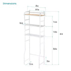 Over-the-Toilet 3-Tier Storage Organizer with Bamboo Accent and Steel Frame, Freestanding Bathroom Shelf, White
