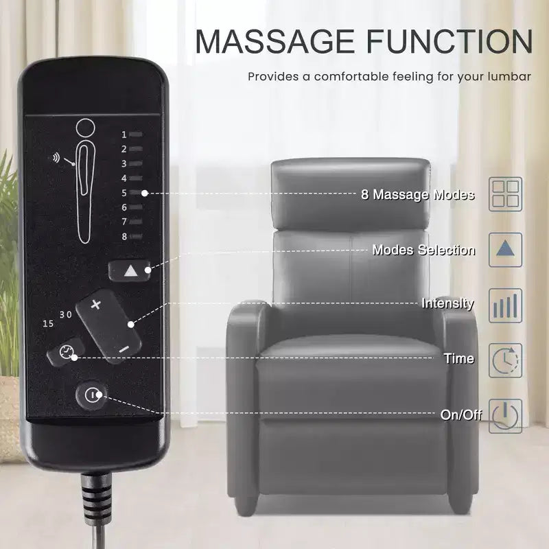 Push Back Recliner Chair - Living Room Home Theater Seat with Lumbar Support, 160° Recline, Overstuffed Cushion