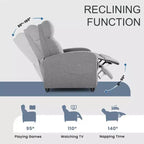Push Back Recliner Chair - Living Room Home Theater Seat with Lumbar Support, 160° Recline, Overstuffed Cushion