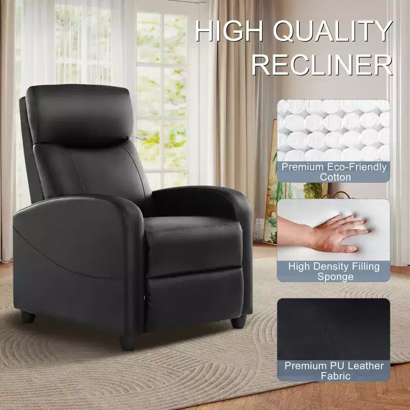 JIONJOY Push Back Recliner Chair - Living Room Home Theater Seat with Lumbar Support, 160 Recline, Overstuffed Cushion