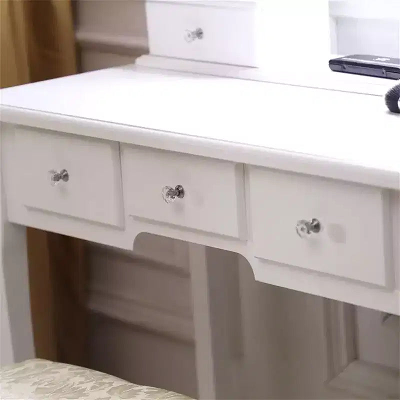 Vanity Desk, Girls Vanity Set with Mirror and Stool, Wooden 2 in 1 Princess Makeup Desk Dressing Table , Toddler Vanity Dresser Set with Drawer