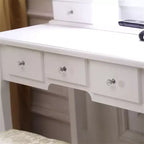 Vanity Desk, Girls Vanity Set with Mirror and Stool, Wooden 2 in 1 Princess Makeup Desk Dressing Table , Toddler Vanity Dresser Set with Drawer