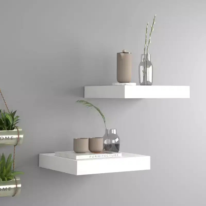 Wall Shelf Set of 2 White Honeycomb MDF, metal Small