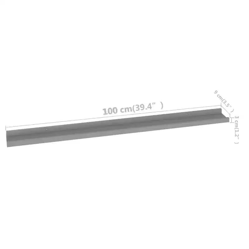 Wall Shelf Set of 2 Gray MDF 39.4 x 3.5 x 1.2 in