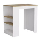 Modern Kitchen Island with Counter Height Table Top, 3 Side Shelves, Countertop Organizer