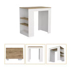 Modern Kitchen Island with Counter Height Table Top, 3 Side Shelves, Countertop Organizer
