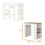 Modern Kitchen Island with Counter Height Table Top, 3 Side Shelves, Countertop Organizer
