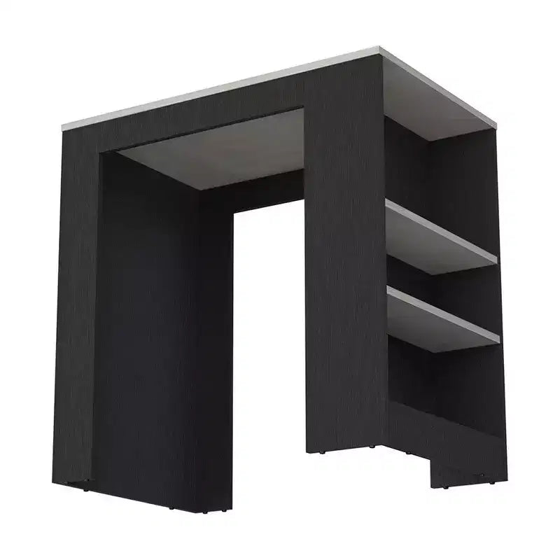 Modern Kitchen Island with Counter Height Table Top, 3 Side Shelves, Countertop Organizer