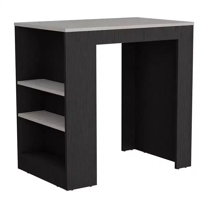 Modern Kitchen Island with Counter Height Table Top, 3 Side Shelves, Countertop Organizer