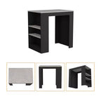 Modern Kitchen Island with Counter Height Table Top, 3 Side Shelves, Countertop Organizer