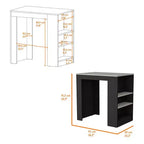 Modern Kitchen Island with Counter Height Table Top, 3 Side Shelves, Countertop Organizer