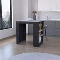 Okak Modern Kitchen Island with Counter Height Table Top, Kitchen Island Table with 3 Side Shelves, Countertop Organizer for Kitchen