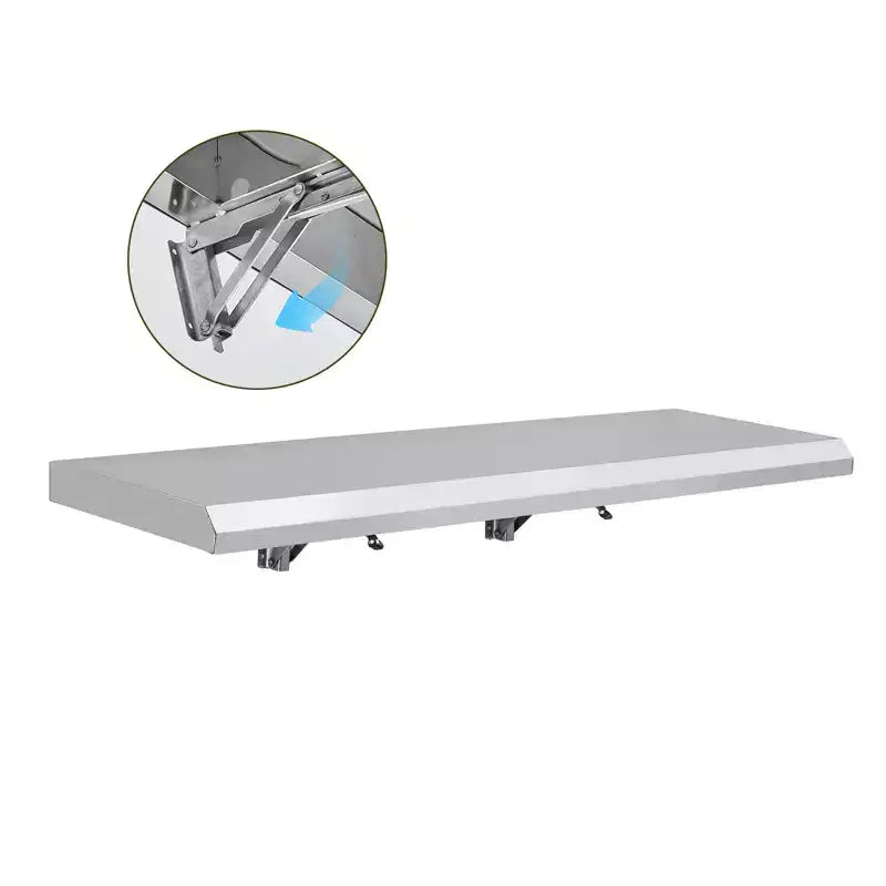 Wall Mounted Stainless Steel Folding Shelf, Heavy Duty Drop Down Serving Shelf with Rounded Edges, Space Saving for Food Truck, Restaurant, Garage