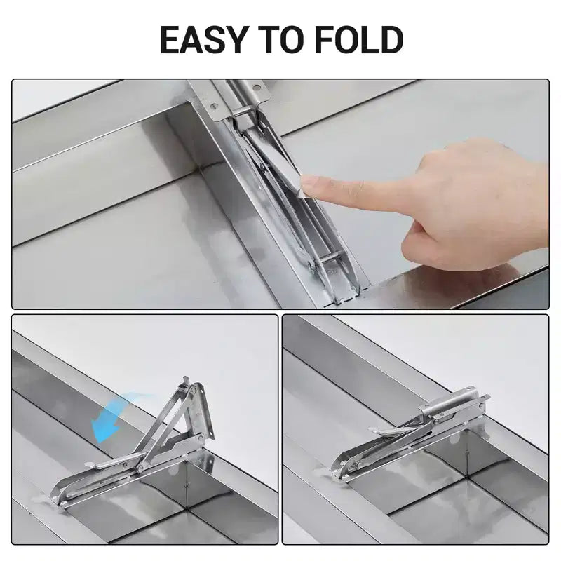 Wall Mounted Stainless Steel Folding Shelf, Heavy Duty Drop Down Serving Shelf with Rounded Edges, Space Saving for Food Truck, Restaurant, Garage