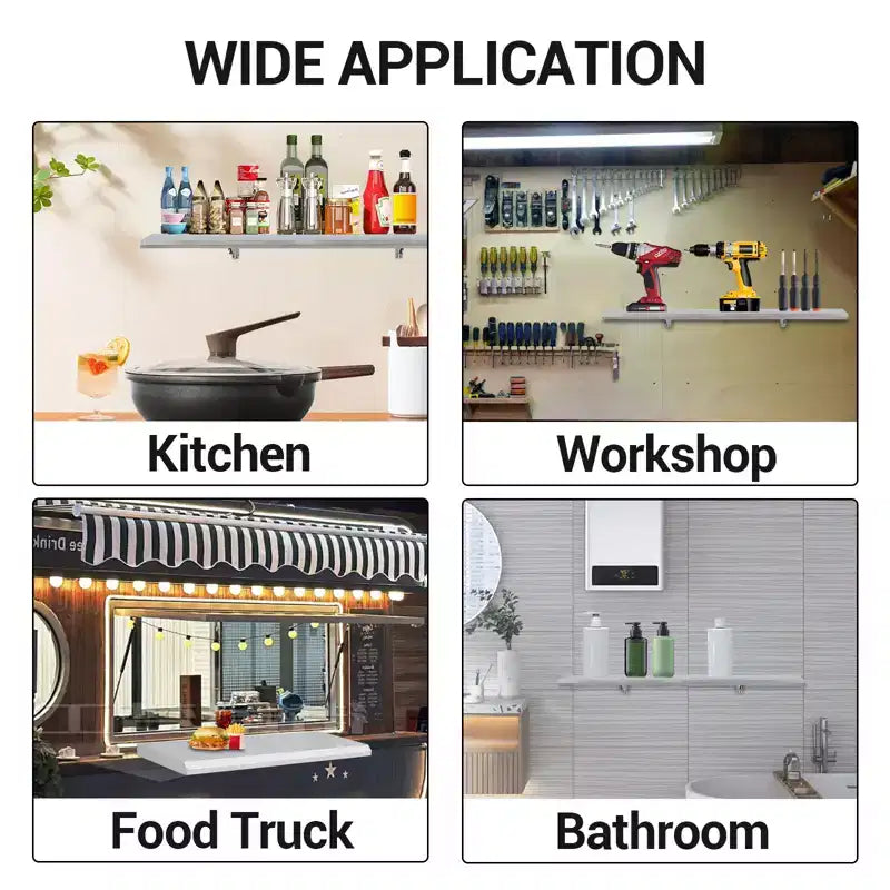 Wall Mounted Stainless Steel Folding Shelf, Heavy Duty Drop Down Serving Shelf with Rounded Edges, Space Saving for Food Truck, Restaurant, Garage