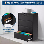 1 Cold Rolled Steel 52 Inch High 4 Drawers Metal Filing Cabinet [4 Drawers Standard Lateral Filing Cabinet] Steel Plate With Coating Thickness 0.6Mm