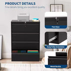 1 Cold Rolled Steel 52 Inch High 4 Drawers Metal Filing Cabinet [4 Drawers Standard Lateral Filing Cabinet] Steel Plate With Coating Thickness 0.6Mm