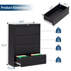 1 Cold Rolled Steel 52 Inch High 4 Drawers Metal Filing Cabinet [4 Drawers Standard Lateral Filing Cabinet] Steel Plate With Coating Thickness 0.6Mm