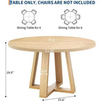 47In Round Dining Table, Kitchen Table with Sturdy Cross-Shaped Base & Adjustable Foot Pads for Dining Room, Kitchen, Living Room(Table Only)
