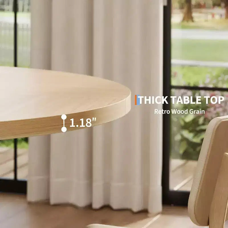 47In Round Dining Table, Kitchen Table with Sturdy Cross-Shaped Base & Adjustable Foot Pads for Dining Room, Kitchen, Living Room(Table Only)