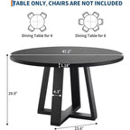 47In Round Dining Table, Kitchen Table with Sturdy Cross-Shaped Base & Adjustable Foot Pads for Dining Room, Kitchen, Living Room(Table Only)