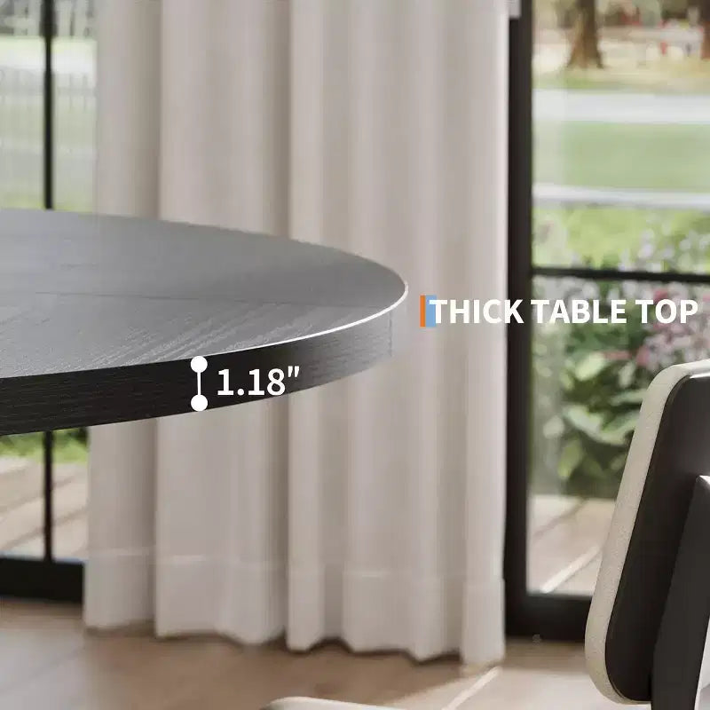47In Round Dining Table, Kitchen Table with Sturdy Cross-Shaped Base & Adjustable Foot Pads for Dining Room, Kitchen, Living Room(Table Only)