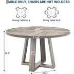 47In Round Dining Table, Kitchen Table with Sturdy Cross-Shaped Base & Adjustable Foot Pads for Dining Room, Kitchen, Living Room(Table Only)